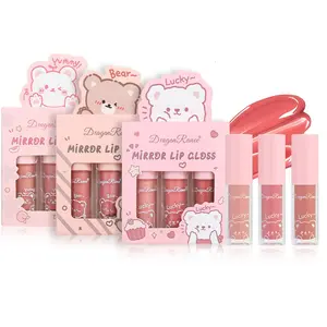 Set of 3 Lip Glosses, Moisturizing & Long-Lasting Shine, Glossy Glass Water Mirror Finish, Radiant Pearl Glitter Effect, Perfect for Daily Use