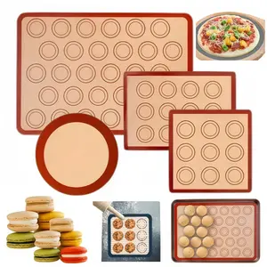 4-Piece set of non-stick silicone mats, suitable for making macarons, easy to bake | Heat-resistant and dishwashable cookie mats, reusable, non-stick baking mats, silicone baking mats, smooth baking surfaces, food-grade silicone, dishwasher-safe mats