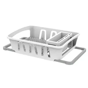 Expandable Dish Rack with Utensil Holder for Kitchen Countertop