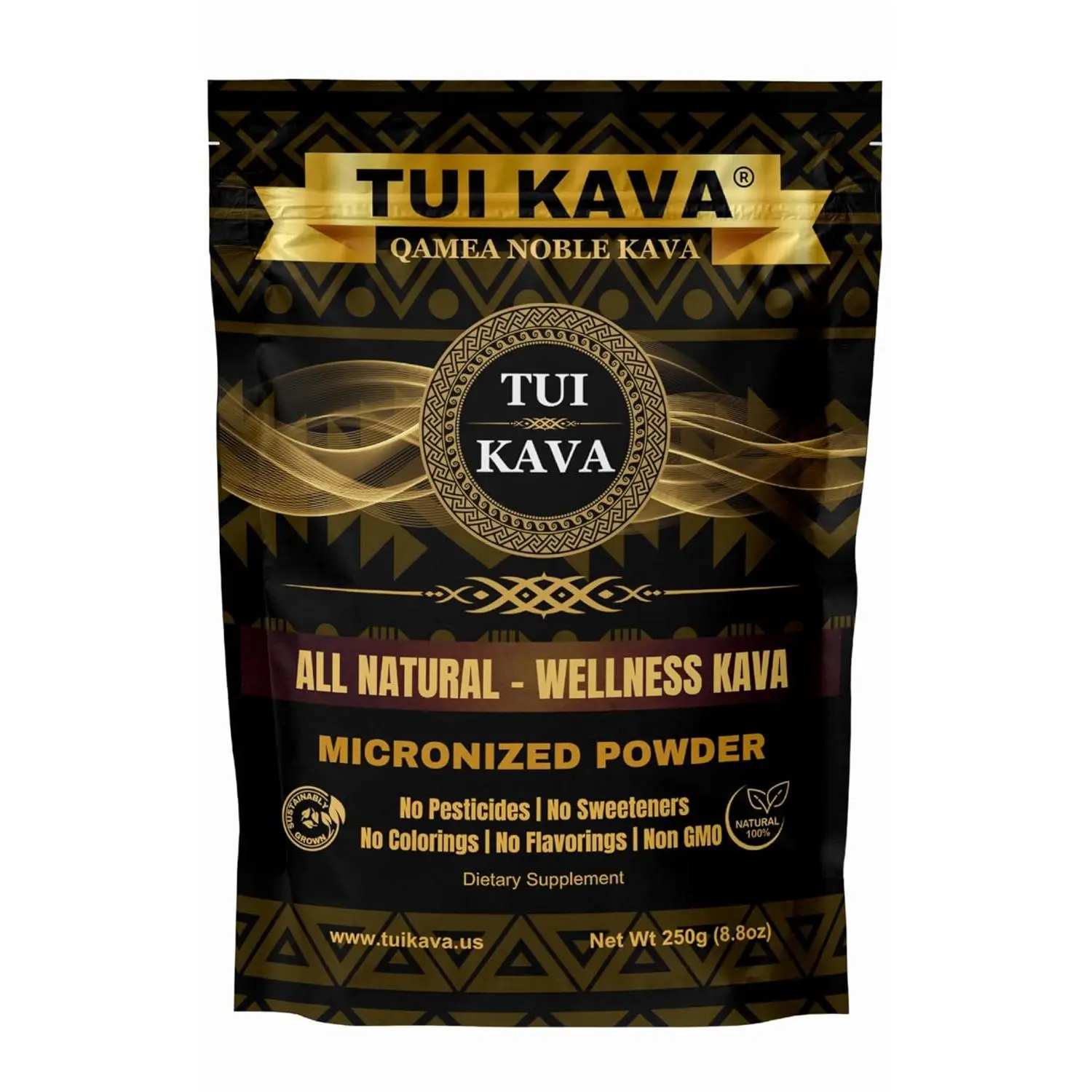 TUI KAVA PREMIUM WELLNESS KAVA - MICRONIZED Noble Kava 250g (8.8oz) - Trial/Travel Size | Very Heady | All Natural Relaxation | Increase Focus | Mood/Sleep Support | Stress Relief | NO STRAINING