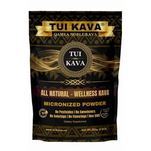 TUI KAVA PREMIUM WELLNESS KAVA - MICRONIZED Noble Kava 250g (8.8oz) - Trial/Travel Size | Very Heady | All Natural Relaxation | Increase Focus | Mood/Sleep Support | Stress Relief | NO STRAINING