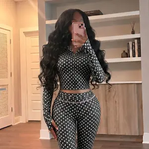 HOODIE Black Polka Dot Color, Buttery-soft fabric, Comfort stretchy waist, Lightweight logo Print, Long Sleeves