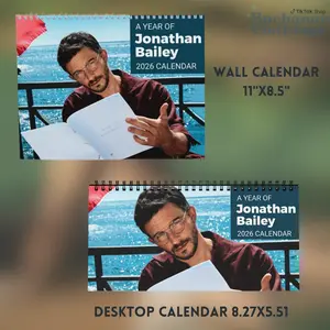 Jonathan Bailey 2026 Calendar, Sexiest Man Alive 2026 Calendar, Retro Movie Jonathan Bailey Calendar Wall Decor, Movie Gift Calendar, Gift For Fan, Home Decor, Wall Decor, Decoration.