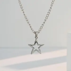 Valentine’s Day Gift for Her Y2K Style Titanium Star Necklace | Durable Lightweight Unique Star Pendant | Must-Have Trendy Fashion Streetwear Daily Layering Accessory