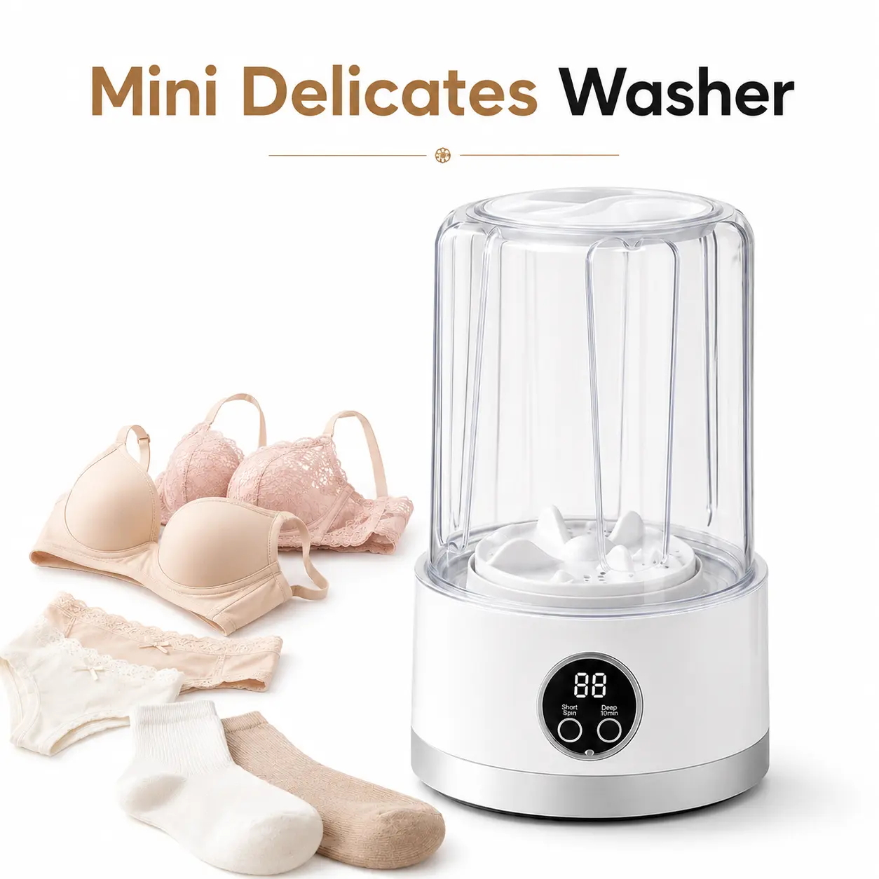 Pure Nova 1L Portable Mini Folding Compact Washing Machine - Convenient, Practical, Easy-to-Carry, Easy-to-Operate - For Travel, Dorm Use - Ideal for Underwear, Socks, Small Clothes