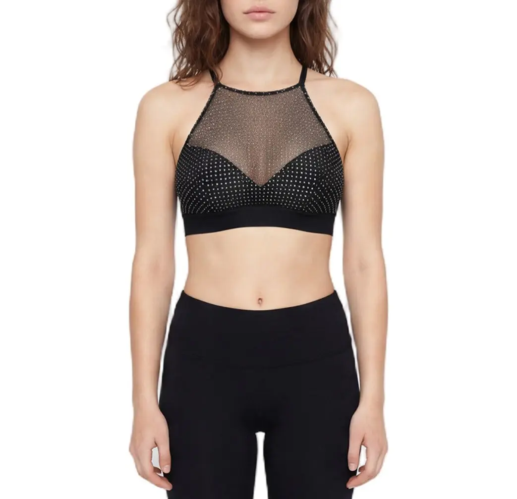 Saki Silver Padded Cup Studded High Neck Bralette 183501