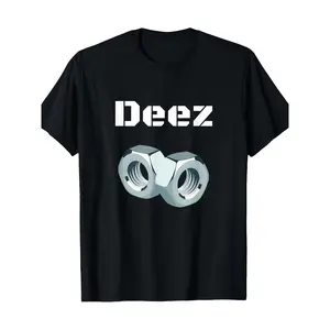 1pc Deez Nuts Funny Graphic Tee - 100% Cotton Crew Neck T-Shirt, Geometric Nutcracker Design, Short Sleeve, Regular Fit, Casual Weekend Top for Adults, Machine Washable