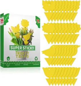 36 Pcs Sticky Traps for Fruit Fly, Whitefly, Fungus Gnat, Mosquito and Bug, Yellow, Insect Catcher Traps for Indoor/Outdoor/Kitchen, 4 Shapes Handheld