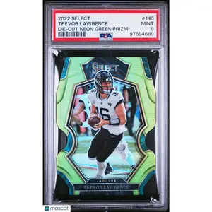 2022 Panini Select Trevor Lawrence Die Cut Neon Green Prizm #145 PSA 9