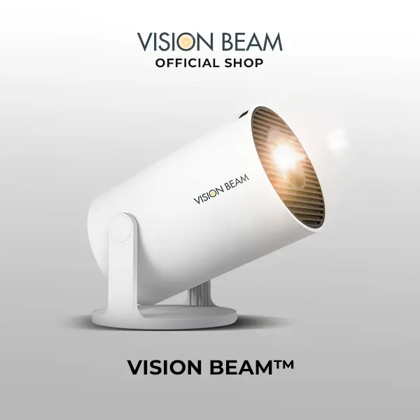 Vision Beamᵀᴹ 2 – Portable Mini Projector with 1080P HD, WiFi 6, 4k Support, Auto-Focus, Up to 130" Display, Enhanced Sound & Seamless Setup [Upgraded Version]