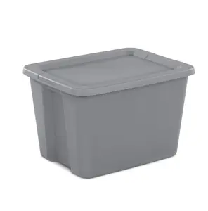 Large 18-Gallon Plastic Storage Bin with Snap-On Lid, Gray