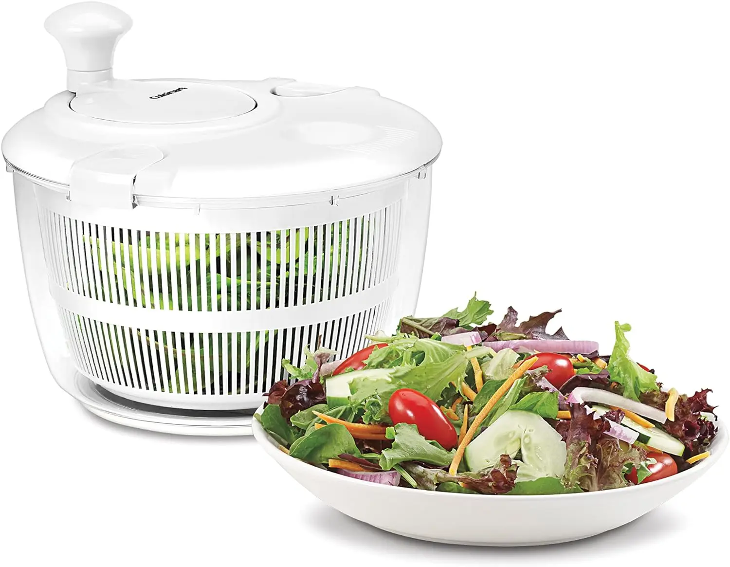 Cuisinart CTG-00-SASW 5-Quart Salad Spinner, White/White