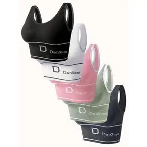 5-Pack High-Impact Wireless Sports Bras for Yoga and Running Full Coverage Breathable Nylon Blend Adjustable Comfort Bras with U-Back Design for Sports Use