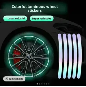 Car Wheel Reflective Decorative Strip,Night Safety Warning Stickers,Cars,Motorcycles,Bicycles are Applicable, Colorful and Diverse, a Street The Most Beautiful Car