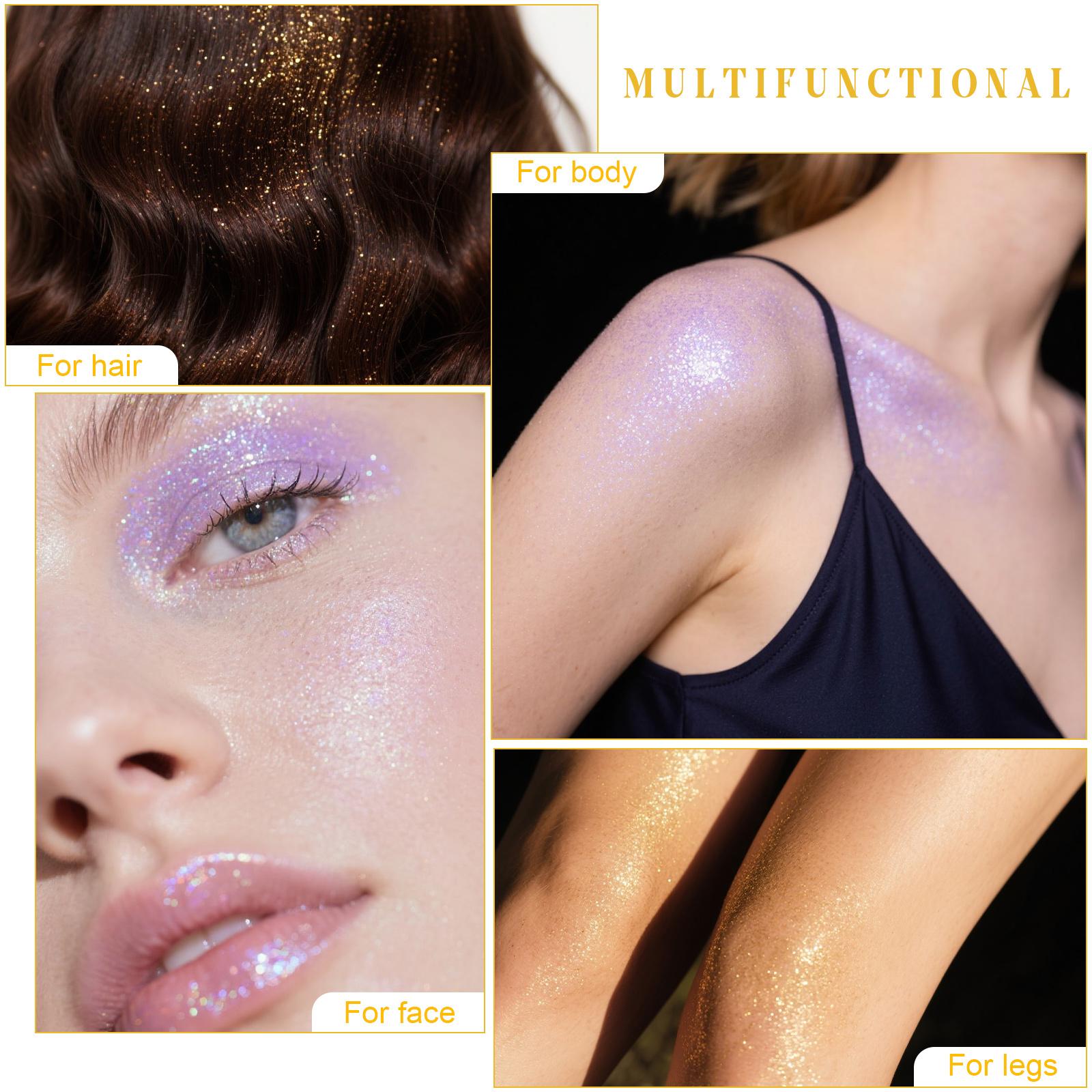 【Buy 1 Get 1 Free】Magic Shimmer Highlighter Spray, Glitter Powder For Body, Hair, Face & Lips - Long Lasting Lightweight Sparkle Makeup For Women, Halloween & Daily Wear