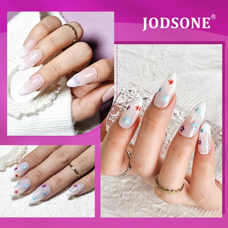 JODSONE 240pcs Gel Nail Tips kit with UV Lamp Top Coat &Nail Glue Gel,7 Sizes Full Cover Pre-file Thicker Strength Acrylic Nail Tips for Easy Wearing, Stiletto Square Short almond Long almond Nail Tips for Women DIY Art Salonen DIY Nail Tool at home