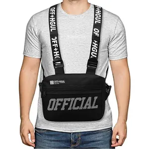 Official Functional Tactical Chest Rig - Black Oxford Spinning, Lightweight, Zipper Closure - Hip Hop Streetwear Waist Belt Bag, Sport Shoulder Bags for Men & Women