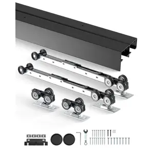 SummerWinsVEVOR Bypass Door Hardware, 8ft Heavy Duty Bypass Sliding Door Hardware Kit, Aluminum Alloy Sliding Closet Door Hardware Set with Finger Pulls, for 2 Door System, Fit Door Thickness 1 3/8 - 1 3/4dealsforyoudays