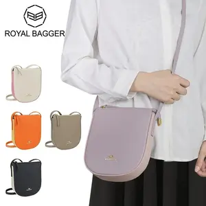 Royal Bagger Mini Crossbody Bags Genuine Leather Cell Phone Purse Women's Zipper Shoulder Bag 2460