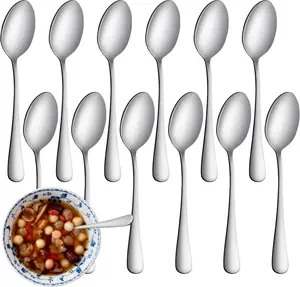 12 Pcs Teaspoons Set, Food-Grade Stainless Steel Spoons Silverware, Cutlery Tea Spoons, Durable Dessert Spoons, Metal Spoon for Home, Kitchen or Restaurant, Mirror Polished, Dishwasher Safe 6.7 Inch