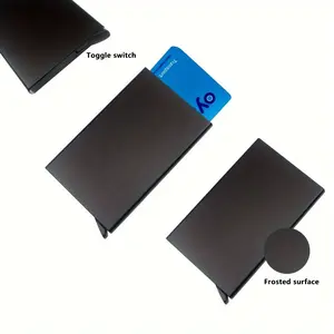 Pop Up Wallet, Aluminum Alloy Bank Card Holder, RFID Blocking Slim Credit Card Case, Holds 5 Cards
