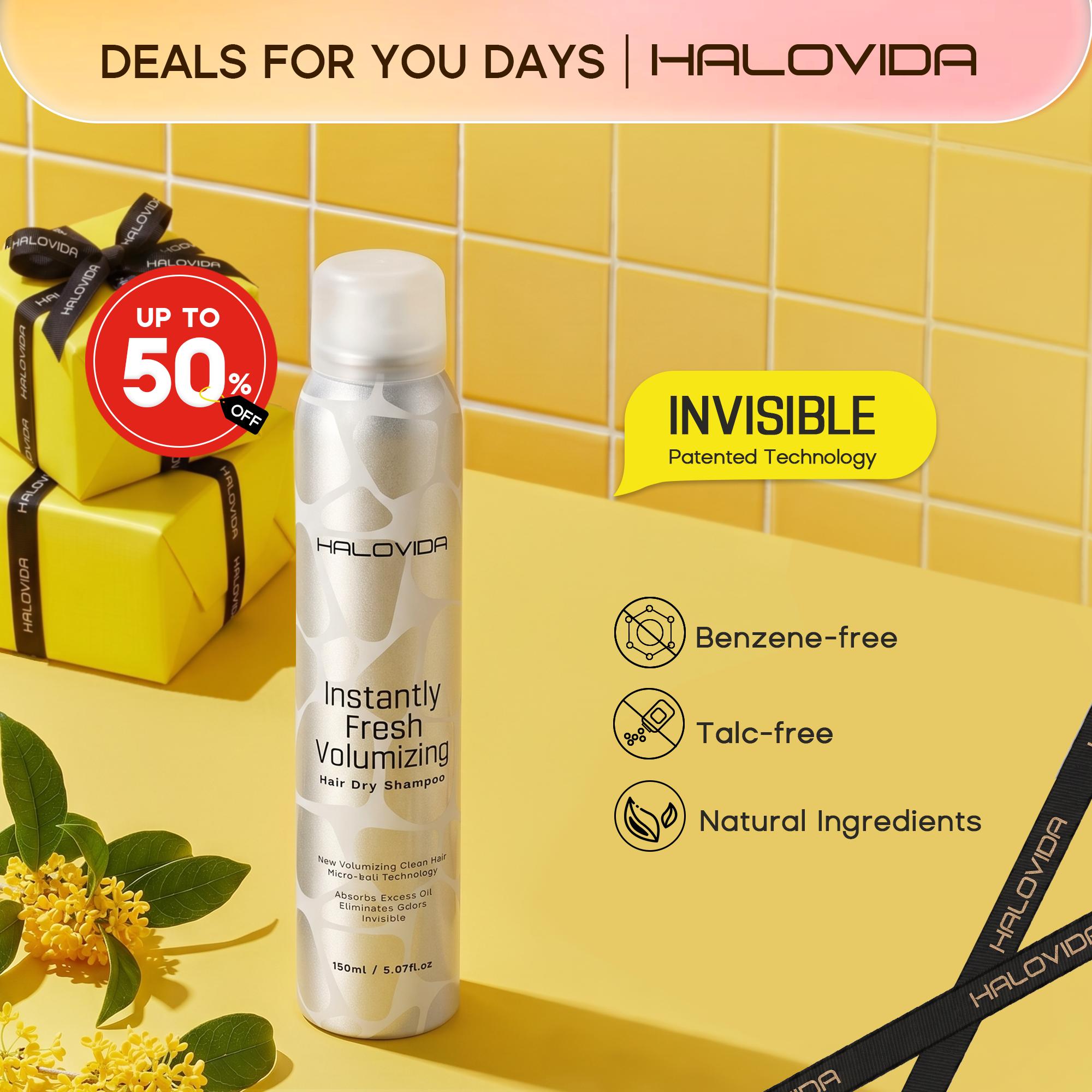 HALOVIDA INSTANT FRESH VOLUMZING HAIR DRY SHAMPOO 5.07FL.OZ - Organic Cleansing Dry shampoo for Voluminous & Hydrated Hair,Adds Natural Volume,No white residue, Absorbs Oils, Suitable for All Hair Colors,summerwins,DealsForYouDays