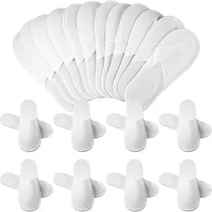 20/40 Pairs Disposable Non-Woven White Slippers Soft Comfortable Breathable For Indoor Use Lightweight With Non-Slip Soles Ideal For Hotels Spas Salons And Travel