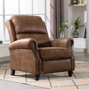 [memorialday] EBELLO Pushback Recliner Chair aux Leather Armchair Push Back Recliner with Rivet Decoration Single Sofa Accent Chair for Living Room