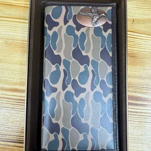 Zep Pro Old School Wallet with Blue Camouflage Design and Metal Emblem for Stylish Storage
