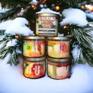 XMAS Holiday Gift (14.5oz) – Natural Soy Wax Candle Jar with Lid – 35 Hours Burn Time – Ideal for Indoor - (Wanna Taste My Candy Cane)