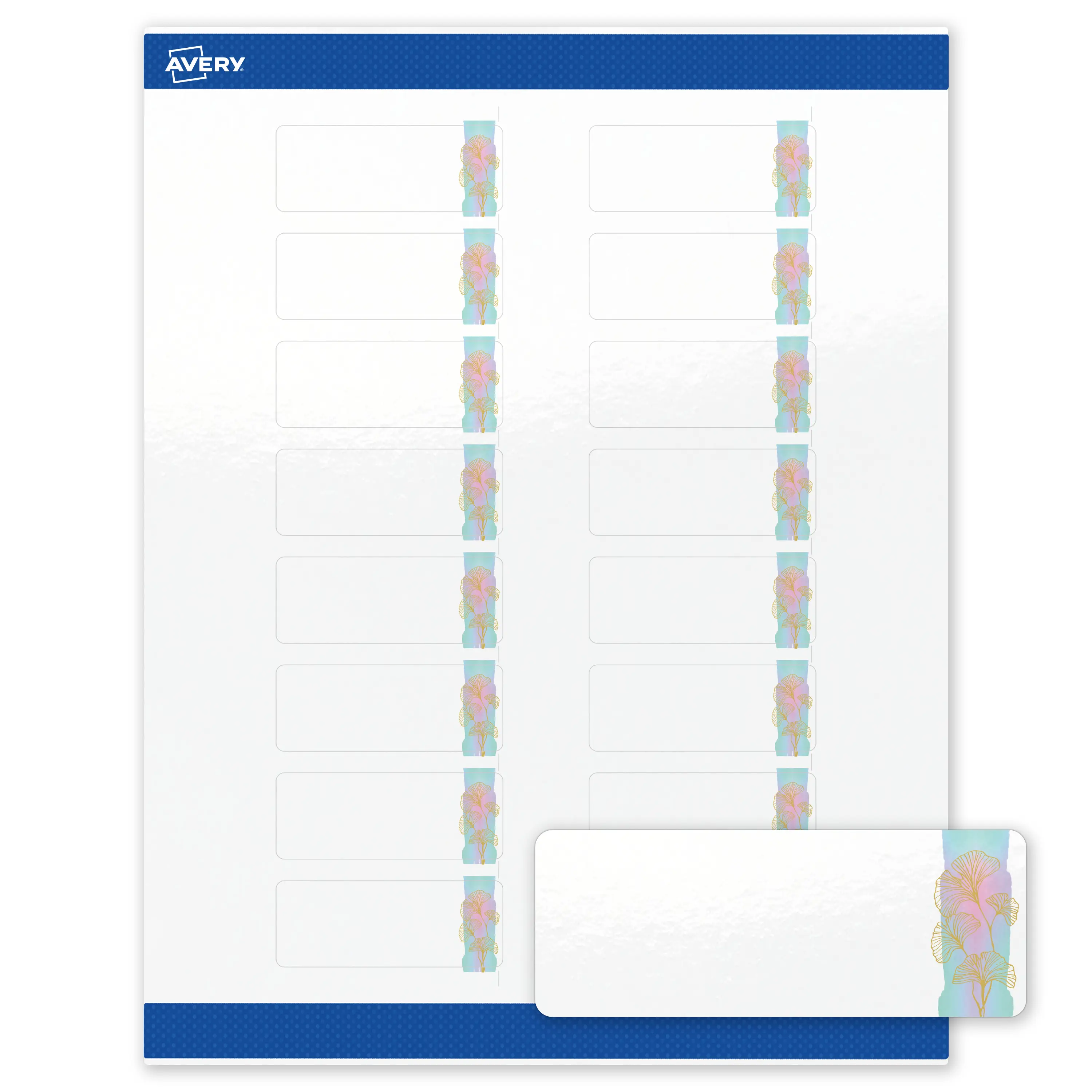 Avery Printable Rectangle Address Labels with Sure Feed Technology, Pre-Printed Floral Design, Glossy White, 1" x 2-5/8", Laser & Inkjet Compatible, 160 Total