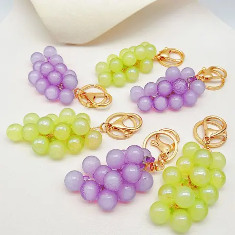 Bubble Jelly Grape String Key Chain Bag Chain Charms Simulation Fruit Bag Pendant Car Key Bag Chains Bag Decoration Hanging Ornament Bag Backpack Pendant Back-To-School Gift, Bag Charm Keychain, Cute Keychain