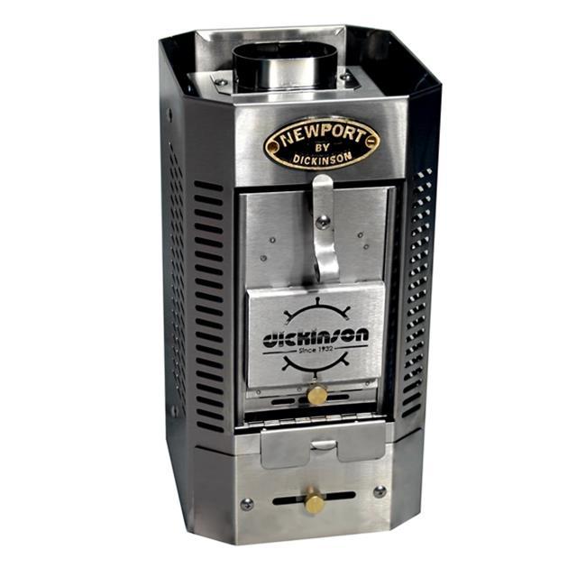Dickinson Marine Newport Reliable Non-Rust Stainless Steel Solid Fuel Heater - Charcoal Briquettes Compatible, 3000-8000 BTU, 7.75x9x14.75", Dutch Door Tile Design, for Power and Sailing Yachts (Model 00-NEWSF)