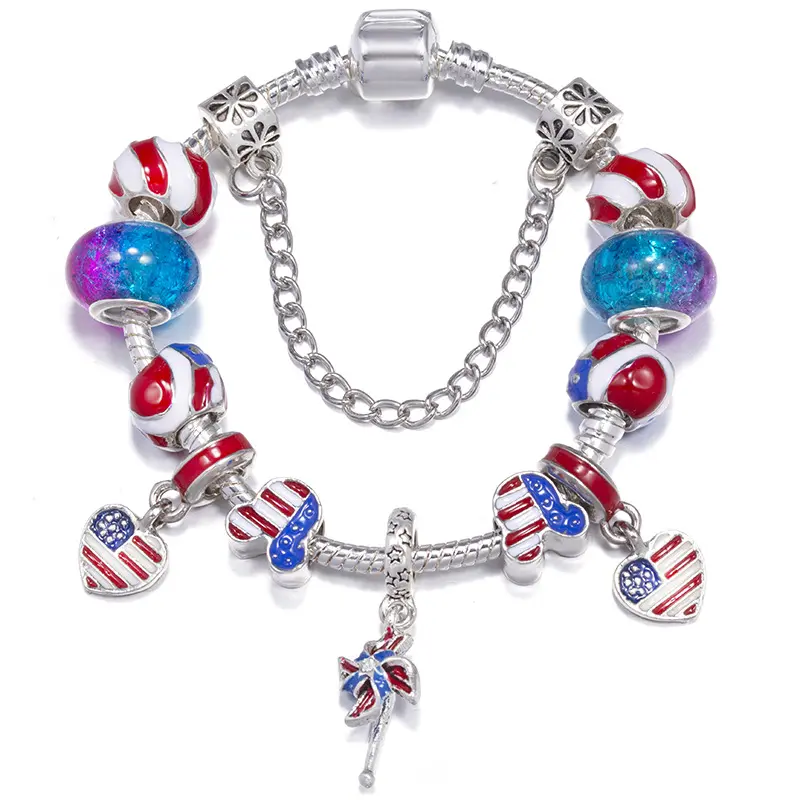 Cartoon Windmill Flag Pendant Beaded Bracelet Trendy Stackable Hand Ornament For Women