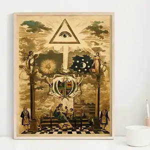 1pc Unframed Canvas , Masonic Symbol Poster, Freemason Chart Vintage Poster