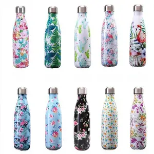 304 Stainless Steel Water Flask Vacuum Insulated Double Wall Keep Cold Hot 500ml For Sports Outdoor Home Office