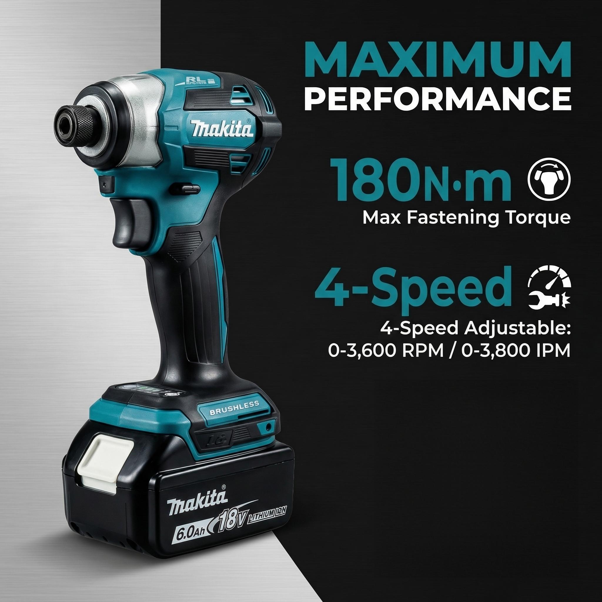 Makita DTD173 18V Cordless Impact Driver – Adjustable Speed & Torque for Versatile Fastening Applications