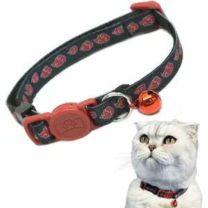 Naruto Akatsuki Cat Collars for Girl Cats, Boy Cats, Small Kitten Collar with Bell (Removable) | Officially Licensed Naruto Akatsuki Cloak Inspired Breakaway Cat Collars for Akatsuki Costume Itachi
