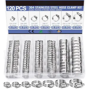 Hose Clamp-  Stainless Steel Hose Clamps Assortment Kit 1/4''–1-1/2'' Worm Gear Clamps for Fuel Line, Plumbing, Automotive, Mechanical Applications, Pipe, Tube, Radiator, Garden