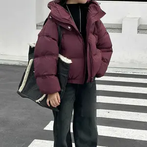 Girls' Short Down Jacket Winter 2025 New Thickened Coat Children's Purple Cotton Jacket for Older Kids
