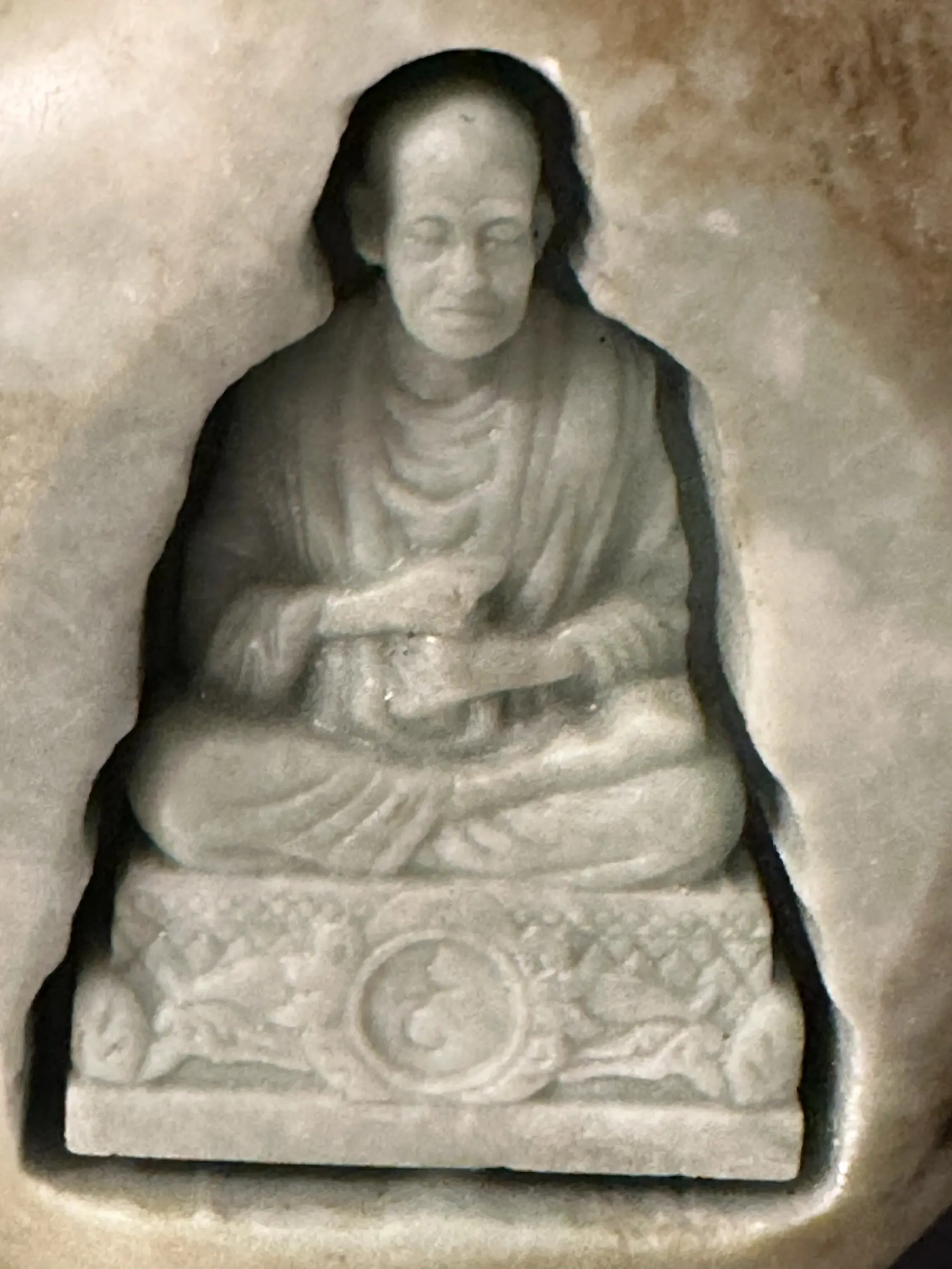 Vintage Small Somdet Phra Phutthachan Famous Buddhist monk Statue. Stone Hand Carved Statue of Somdet To, 3.5” T.