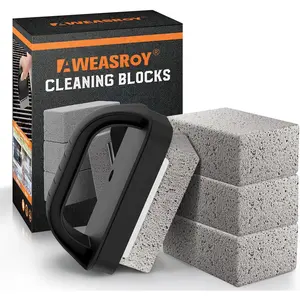Duty Grill Cleaner, Grill Bricks with Handle, Pumice Griddle Stone Removing Stains for BBQ, Swimming Pool, Sink(4 Pack)