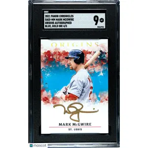 2021 Panini Chronicles Mark Mcgwire Origins Autograph Blue, Gold Ink 5 #OASI-MM SGC 9