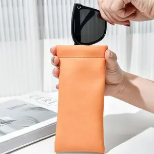 1pcs High-End Velvet Eyewear Case, Portable Scratch-Resistant Sunglasses Pouch, Simple Pressure-Free Soft Leather Glasses Bag