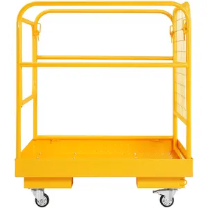VEVOR Forklift Safety Cage, 1200 lbs Load Capacity, 36 x 36 inches Folding Forklift Work Platform with Lockable Swivel Wheels, Drain Hole & Device Chain, Holds 1 to 2 Adults, Perfect for Aerial Work