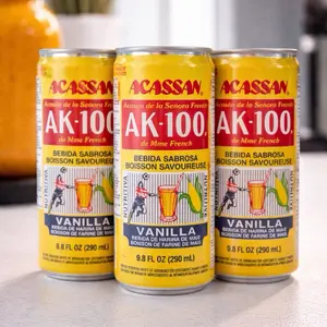 ACASSAN AK-100 Vanilla Drink 3 Pack Nutritive Corn Beverage 290ml Mme French Flavor