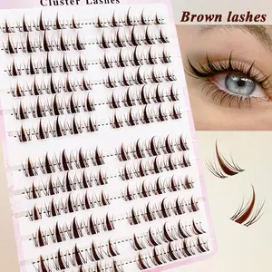 Natural Look Eyelashes Cluster, Fluffy Eyelash Clusters, Fine Soft Transparent Stem Lash Clusters, DIY Home Application, Cartoon Style False Eyelashes