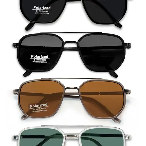 GOECI Unisex Students' Back To School Sunglasses - 2025/2026 Geometric Double-Beam TR90 Metal Full Rim, Polarized TAC Lens, Sun Protection, Fashionable Frames, Durable Daily Wear Travel Accessory