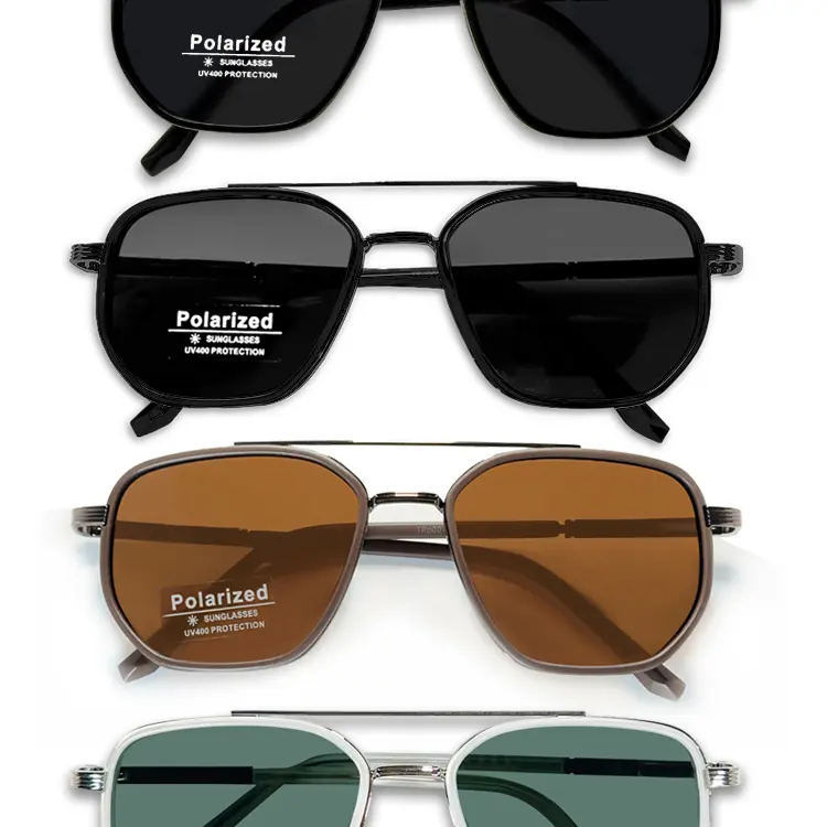 GOECI Unisex Students' Back To School Sunglasses - 2025/2026 Geometric Double-Beam TR90 Metal Full Rim, Polarized TAC Lens, Sun Protection, Fashionable Frames, Durable Daily Wear Travel Accessory