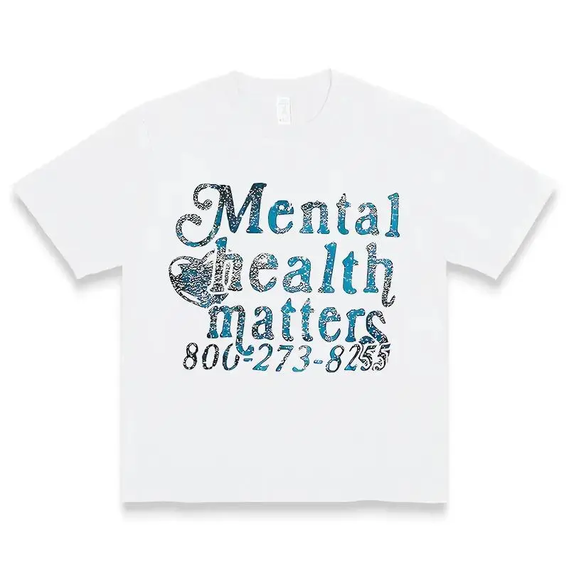 "Mental Health Matters" T-Shirt - Crisis Hotline Graphic | Awareness Apparel | White Cotton Supportive Tee grandma's favorite shirt tees